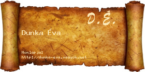 Dunka Éva névjegykártya